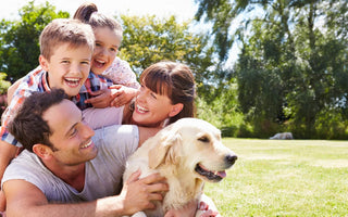 happy family with dog 