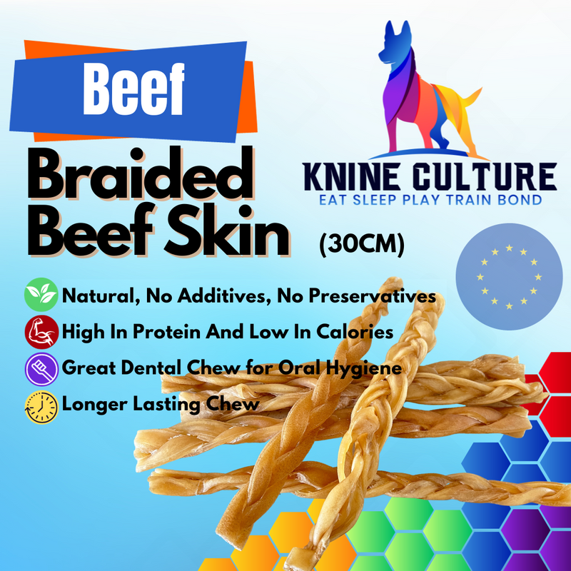 Natural Braided Beef Skin (30cm)