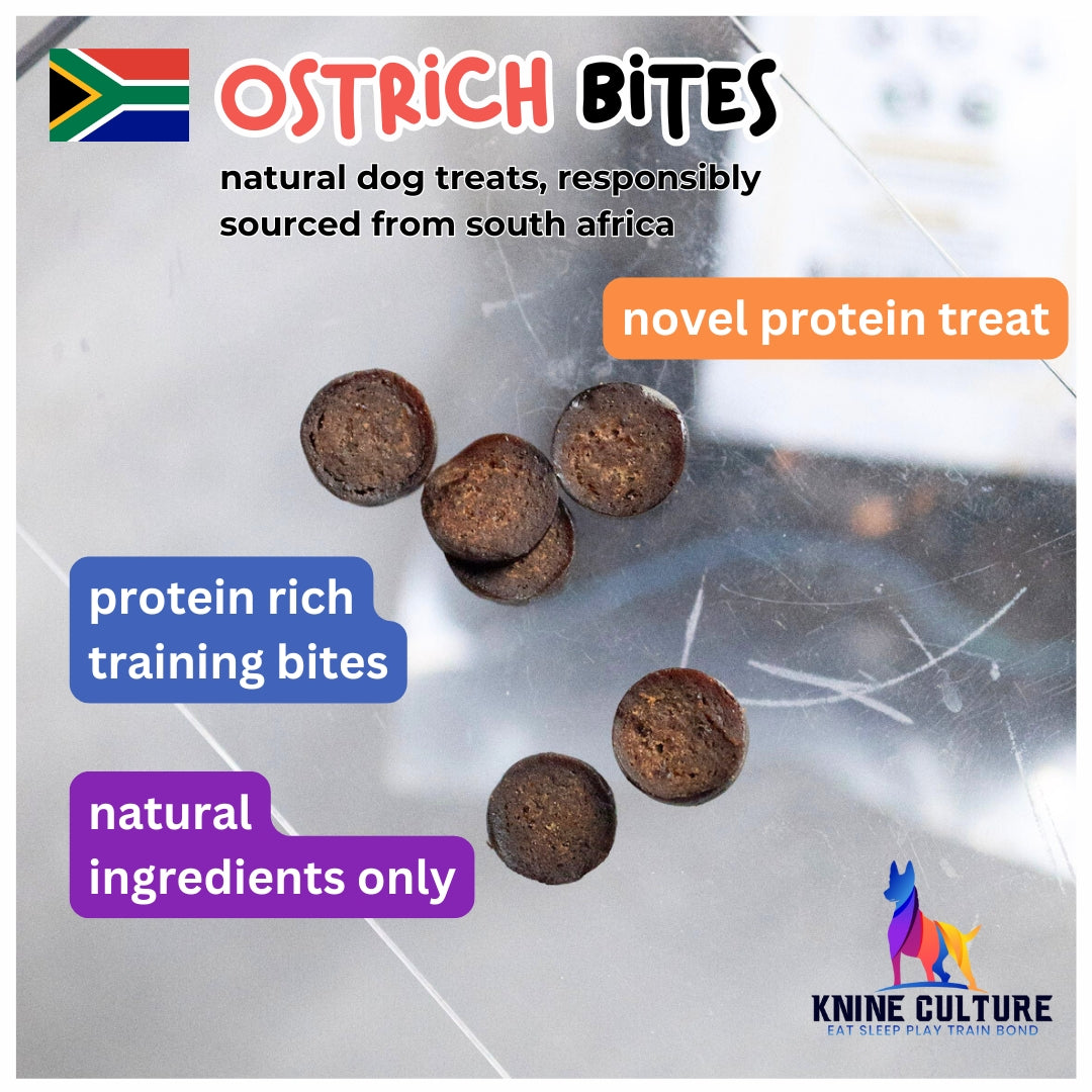 Ostrich Bites (Semi Moist) - 150g novel protein treat, single protein treat for dogs and cats